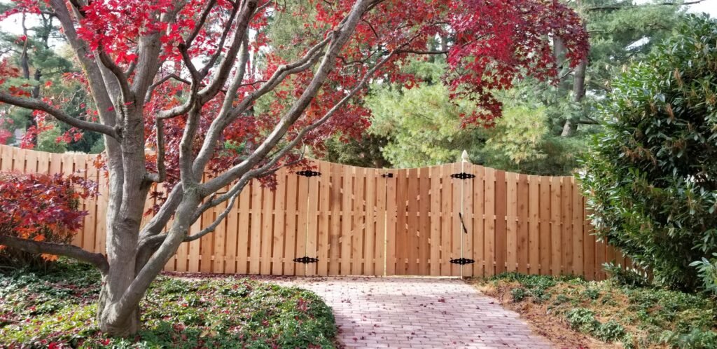 cedar shadowbox privacy fence custom build in Johns creek , Georgia