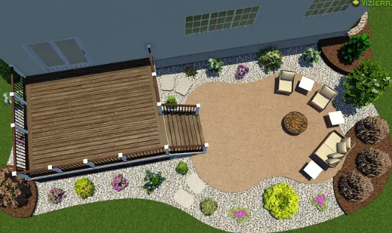 Image showing 3D shcematic design of a deck and concrete project using 3D rendering software for design in braselton