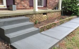 concrete sidewalk and steps in gray flowery branch, georgia