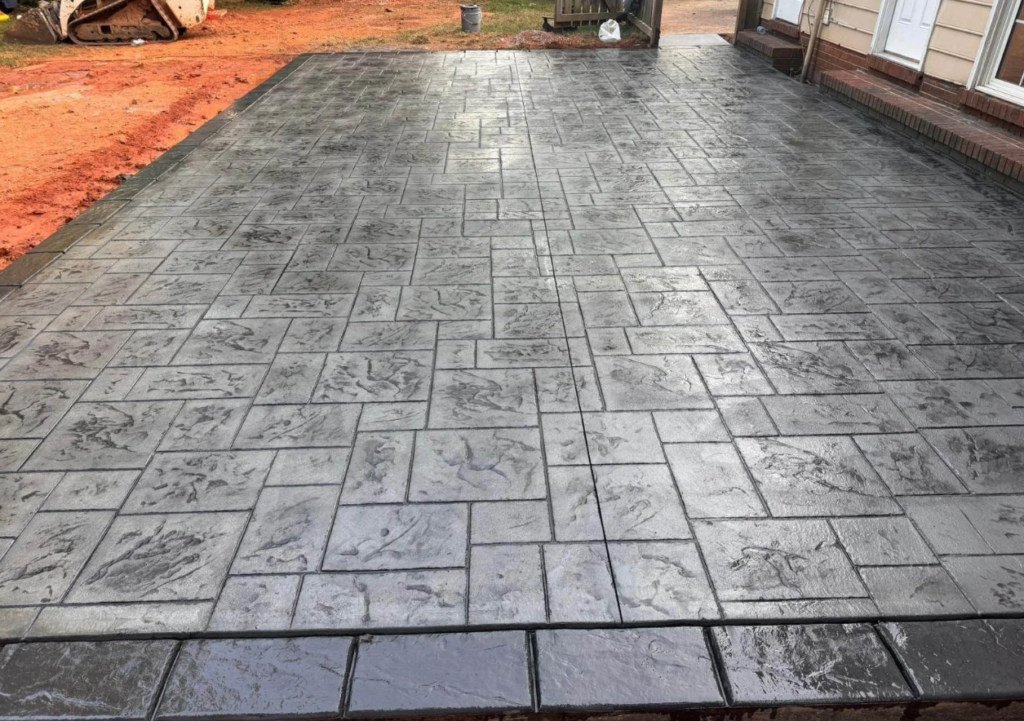 gray stamped concrete with border flowery branch, georgia